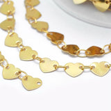Brass Link Mask Chains 18K Plated Heart Lead & Cadmium Free 6.5x5.5x0.1mm