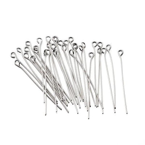 100/200pcs Stainless Steel Eyepins for DIY Jewelry Making 20mm-50mm