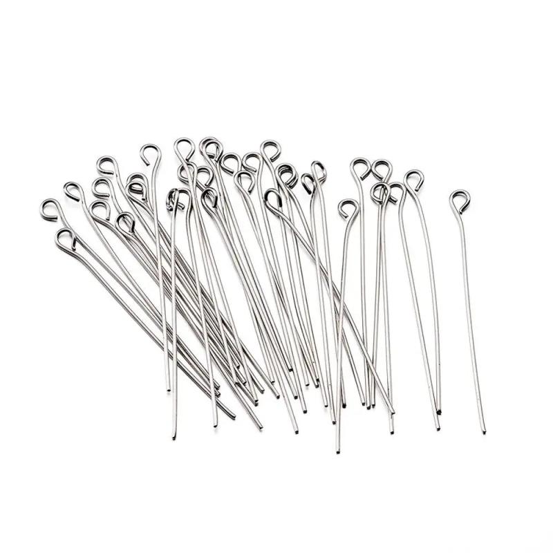 100/200pcs Stainless Steel Eyepins for DIY Jewelry Making 20mm-50mm