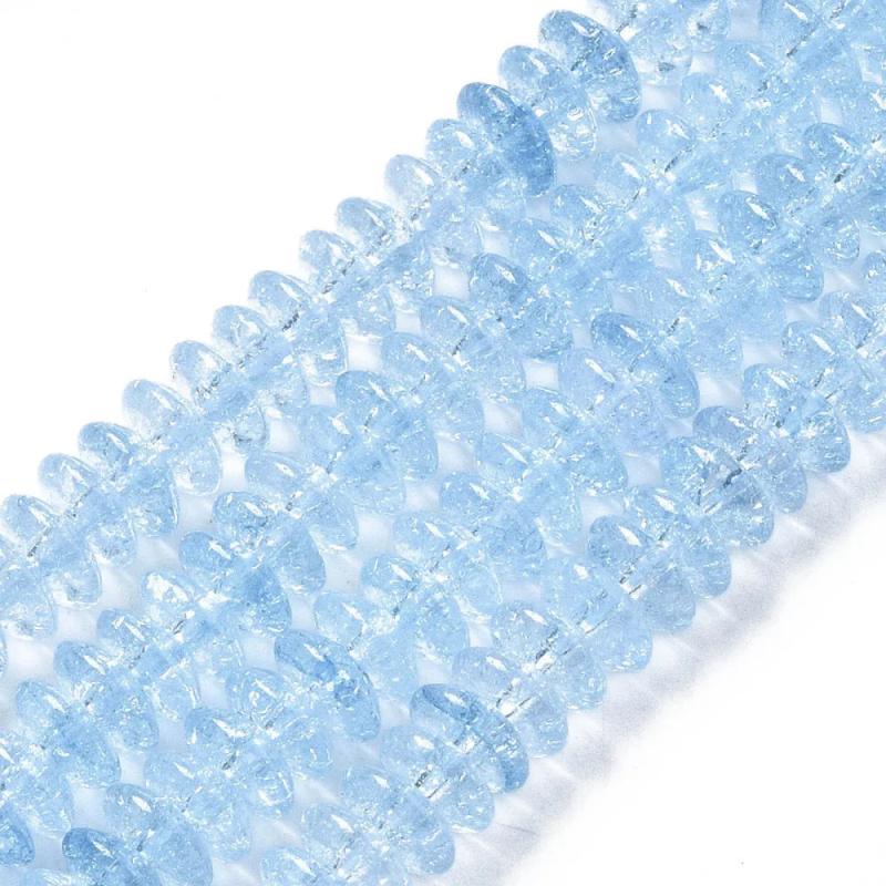 Crackle Glass Beads Rondelle Cornflower 6x3.5mm 147pcs/strand