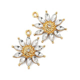 Rhinestone Sunflower Charms Metal Flower Pendant for DIY Jewelry