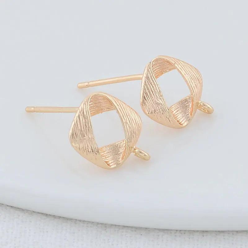 10MM 14K Plated Brass Stud Earrings DIY Jewelry Making Findings