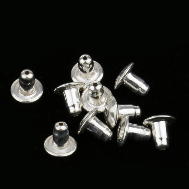 10Pcs 925 Silver Earring Back Earnut DIY Jewelry 4mm/6mm