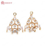 6PCS High Champagne Brass Zircon Heart Charms Pendants