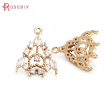 6PCS High Champagne Brass Zircon Heart Charms Pendants