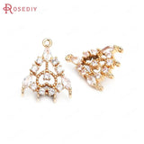 6PCS High Champagne Brass Zircon Heart Charms Pendants