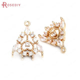 6PCS High Champagne Brass Zircon Heart Charms Pendants