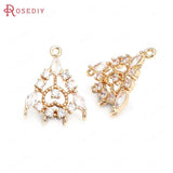 6PCS High Champagne Brass Zircon Heart Charms Pendants