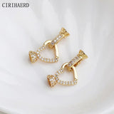 14K Plated Zircon Heart Clasp Pearl Necklace Bracelet DIY Jewelry