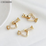 14K Plated Zircon Heart Clasp Pearl Necklace Bracelet DIY Jewelry