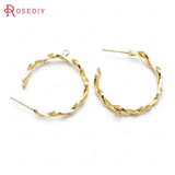 4PCS 30x34MM Brass Earrings Loop Stud Earrings DIY Jewelry Accessories