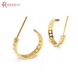 6PCS 15.5MM 24K Brass Many Hole Circle Stud Earrings