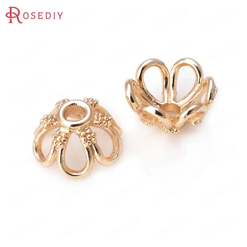10PCS 11MM Champagne Brass Flower Bead Caps Jewelry Making