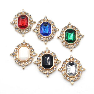 10pcs 28*32mm Alloy Rectangle Acrylic Rhinestone DIY Garment Decor