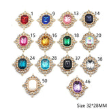 10pcs 28*32mm Alloy Rectangle Acrylic Rhinestone DIY Garment Decor