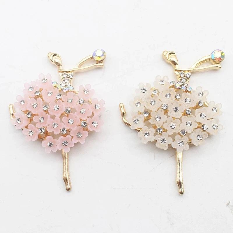 Resin Floral Ballet Rhinestone Flat Base - DIY Hair Accessories Wedding Decor