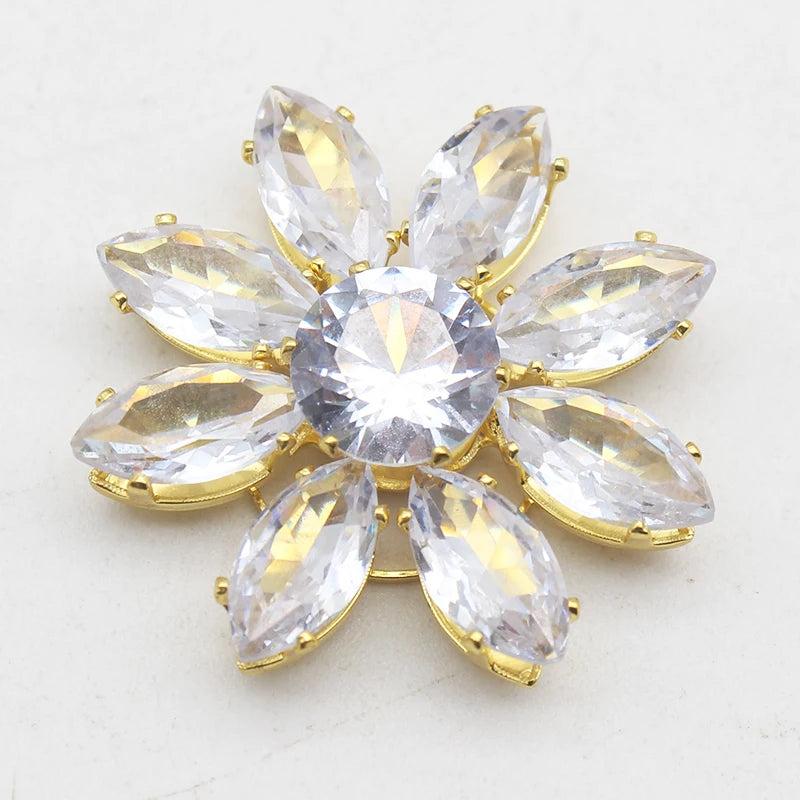 Round Flowers Flat Zircon Applique Clothing Hats Bags Diy 2Pcs
