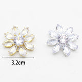 Round Flowers Flat Zircon Applique Clothing Hats Bags Diy 2Pcs