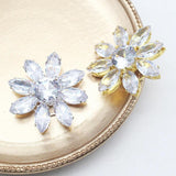 Round Flowers Flat Zircon Applique Clothing Hats Bags Diy 2Pcs