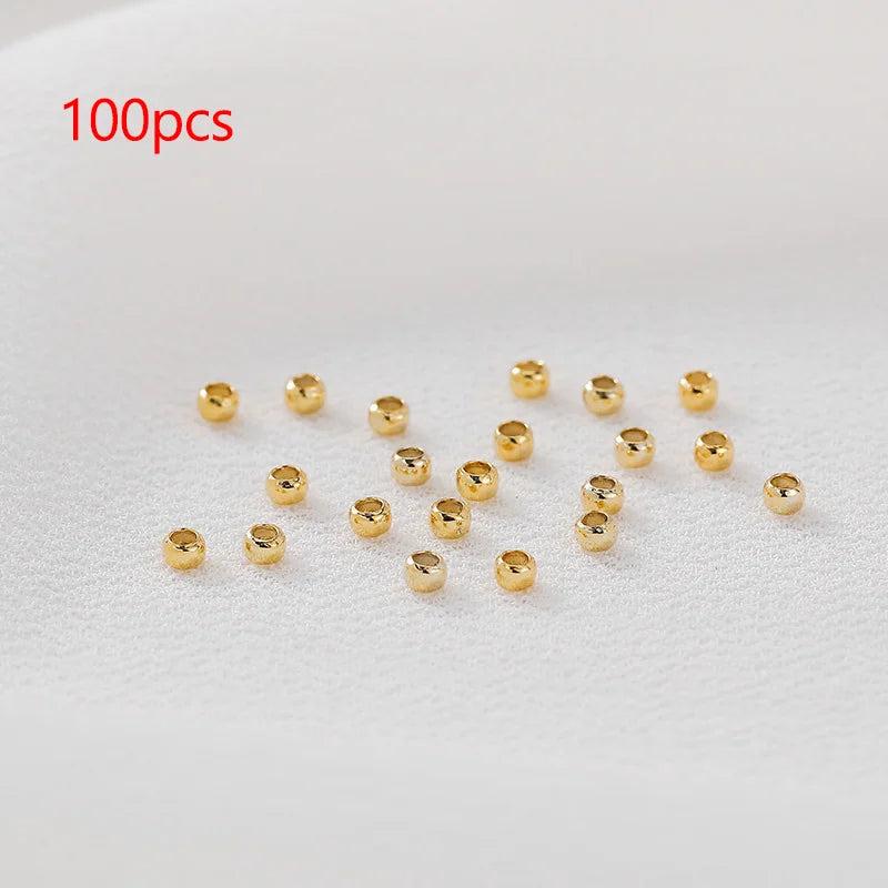 200pcs 2mm 18K Brass Crimp Tube Beads DIY Jewelry Making Findings Supplies