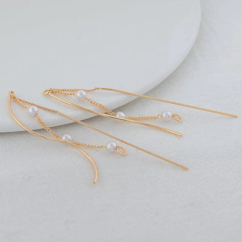 120MM 14K Plated Brass Chains Stud Earrings High DIY Jewelry Findings