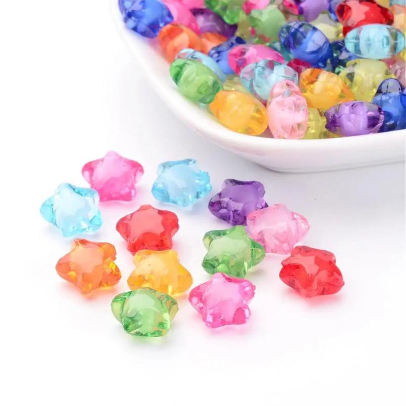 200PCS Mixed Acrylic Star Beads 12x11x8mm
