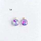 Glass Mixed Square Eardrop Necklace Earring Charms 4pcs