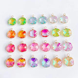Glass Mixed Square Eardrop Necklace Earring Charms 4pcs