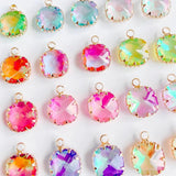 Glass Mixed Square Eardrop Necklace Earring Charms 4pcs