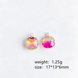 Glass Mixed Square Eardrop Necklace Earring Charms 4pcs