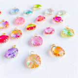 Glass Mixed Square Eardrop Necklace Earring Charms 4pcs