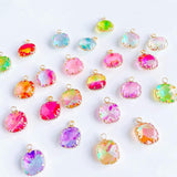 Glass Mixed Square Eardrop Necklace Earring Charms 4pcs