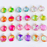 Glass Mixed Square Eardrop Necklace Earring Charms 4pcs