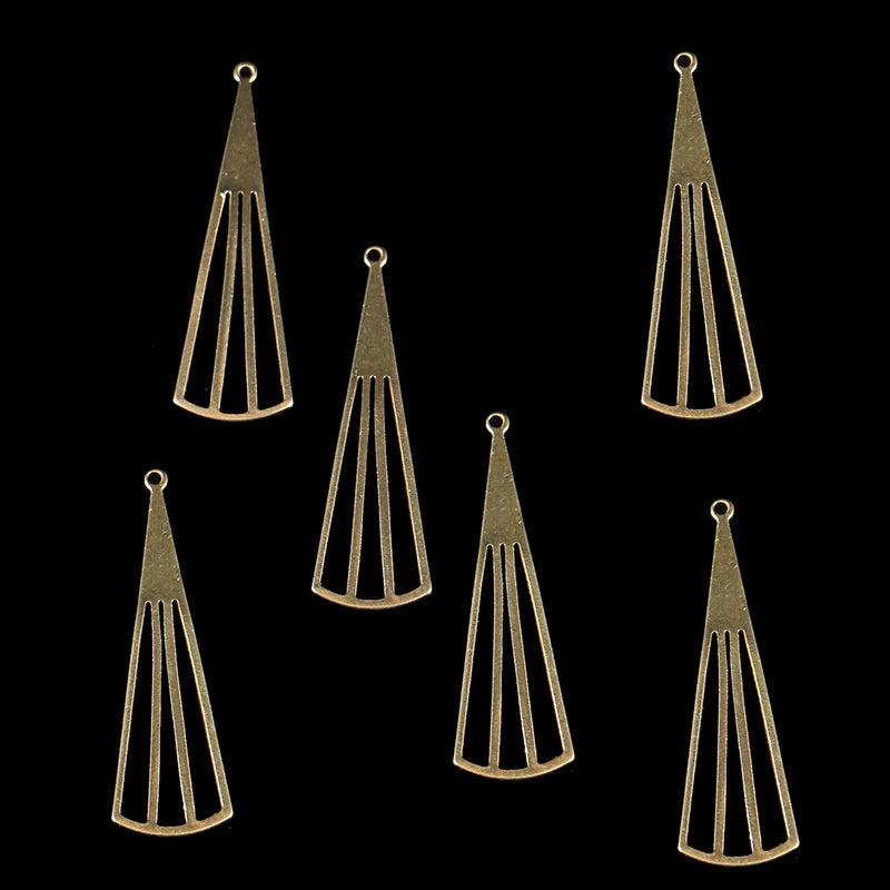 Brass Jewelry Single Pendant Hollow Triangle Shape Earring Necklace Bracelet