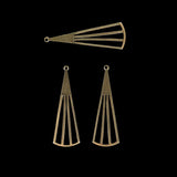 Brass Jewelry Single Pendant Hollow Triangle Shape Earring Necklace Bracelet