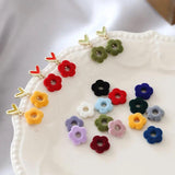 10pcs Vintage Flower Perforated Velvet Earrings Female Pendant