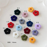 10pcs Vintage Flower Perforated Velvet Earrings Female Pendant