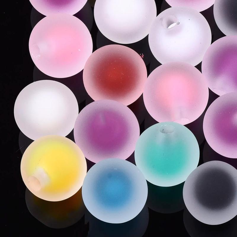 20pc Transparent Acrylic Beads Rubber Style Bead in Bead Half Drilled Beads