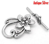 Flower Antique Silver Toggle Clasps for DIY Bracelets Necklace