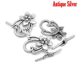 Flower Antique Silver Toggle Clasps for DIY Bracelets Necklace