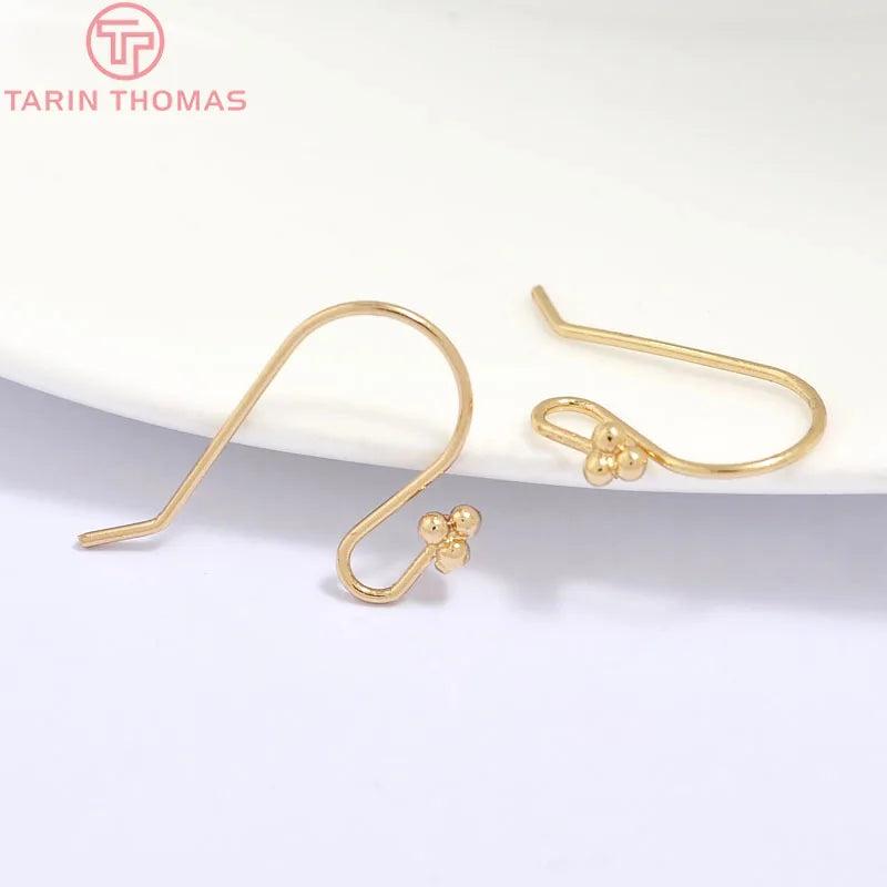 6PCS 23x13.5MM 24K Champagne Plated Brass Earrings Hooks
