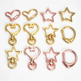 10pcs Heart Star Lobster Clasp Keychain Split Ring DIY 28-30mm