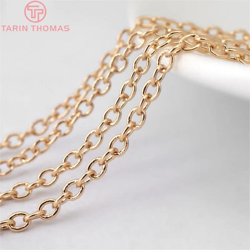 2MM 24K Champagne Plated Copper Chains DIY Jewelry Accessories