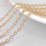 2MM 24K Champagne Plated Copper Chains DIY Jewelry Accessories
