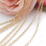 2MM 24K Champagne Plated Copper Chains DIY Jewelry Accessories