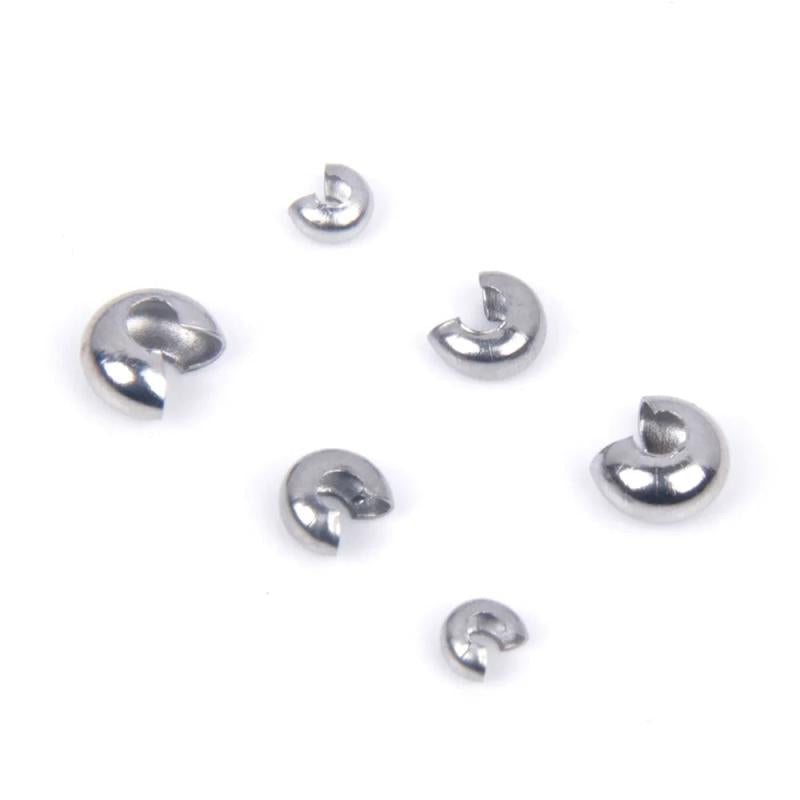 50pcs Stainless Steel End Crimp Bead Cover 3 4 5mm Loose Stopper Spacer Beads