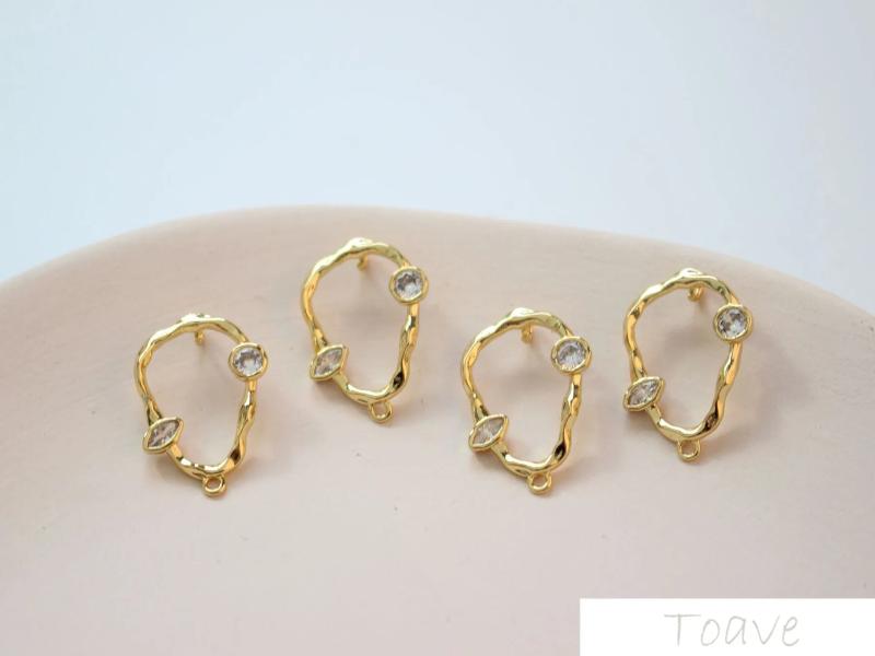 18K Copper-Inlaid Zircon Water Drop Earrings DIY Bracelet Material