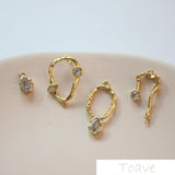 18K Copper-Inlaid Zircon Water Drop Earrings DIY Bracelet Material