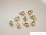 18K Copper-Inlaid Zircon Water Drop Earrings DIY Bracelet Material