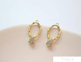 18K Copper-Inlaid Zircon Water Drop Earrings DIY Bracelet Material
